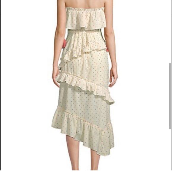 Red Carter Asmae Strapless Cotton Ruffled Cream Midi Dress Size Small - Picture 2 of 15